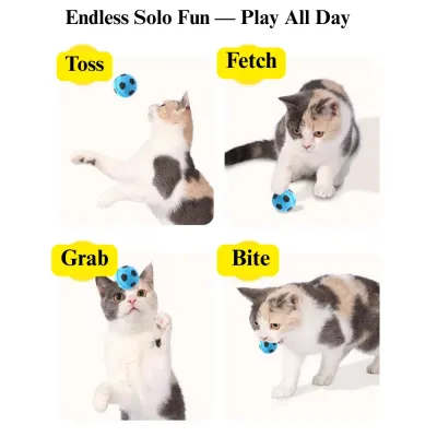 cat exercise ball 24 Pack Latex Foam Cat Toy Ball Soccer Shape Interactive Chase Self Play Toy