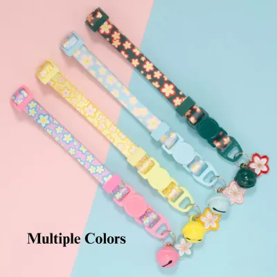 Sakura Flower Pendant Cat Collar Adjustable Safety Buckle