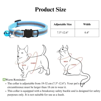 reflective collar Cat Collar Reflective Safety Buckle Bell Round Ear Design