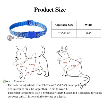 lightweight cat collar Reflective Paw Print Cat Collar Adjustable Safety Buckle