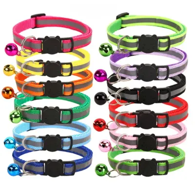 cat collar Cat Collar Reflective Safety Buckle Bell Round Ear Design
