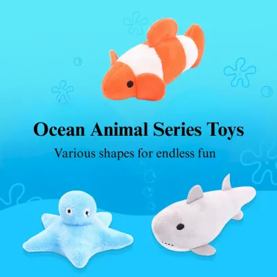 cat entertainment toy Interactive Plush Ocean Fish Cat Toy Self Play Chew Toy