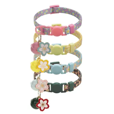 Sakura Flower Pendant Cat Collar Adjustable Safety Buckle