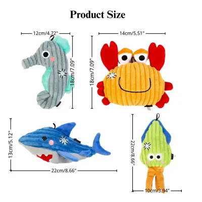 teething puppy toy Realistic Plush Corduroy Dog Toy Chew Squeaky Teething Toy