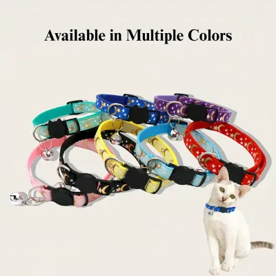 safety buckle collar Reflective Gold Moon Star Cat Collar Safety Buckle