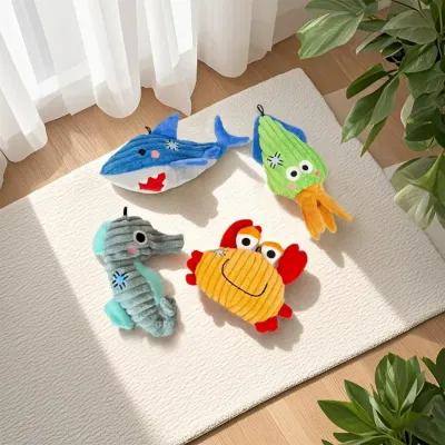 interactive dog toy Realistic Plush Corduroy Dog Toy Chew Squeaky Teething Toy