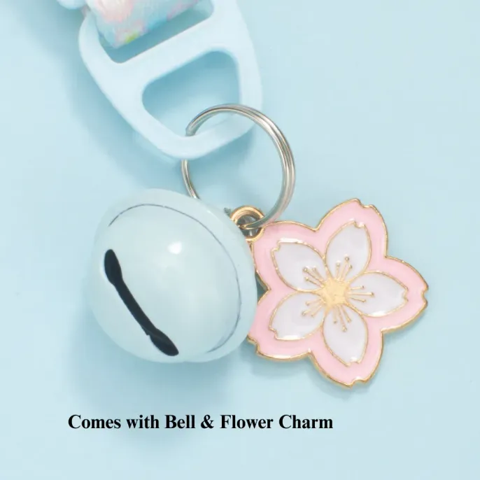 reflective pet collar Sakura Flower Pendant Cat Collar Adjustable Safety Buckle