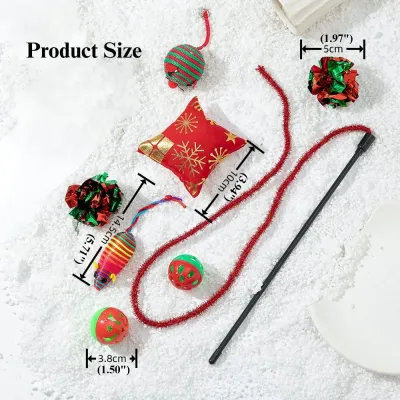 holiday cat toy wand Christmas Cat Toy Set Festive Cat Teaser Wand Interactive Play