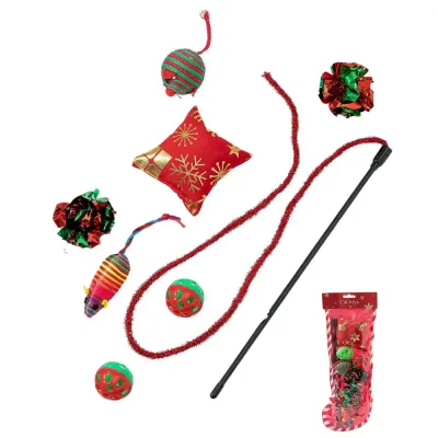 Christmas cat toy set Christmas Cat Toy Set Festive Cat Teaser Wand Interactive Play