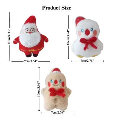 holiday cat toy plush Christmas 3PCS Plush Toy Set Santa, Snowman & Bear with Catnip