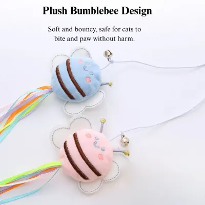 Plush Bee Cat Teaser Wand Interactive Cartoon Cat Toy