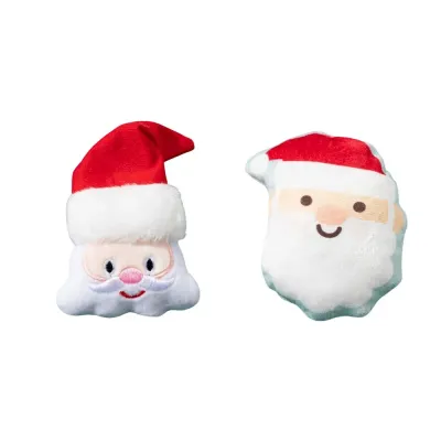 Santa pet toy set 2 Pack Christmas Santa Claus Plush Pet Toy Set with BB Sound and Catnip