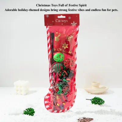cat play toy holiday set Christmas Cat Toy Set Festive Cat Teaser Wand Interactive Play