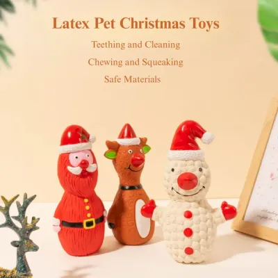 reindeer latex dog toy Christmas Latex Dog Toy Santa Reindeer Snowman Squeaky Play