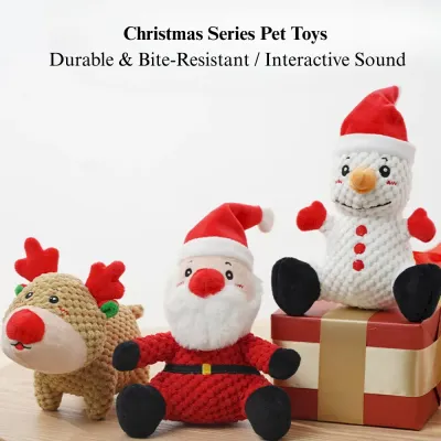 festive squeaky pet toy Christmas Plush Dog Toy Santa Reindeer Chew Interactive Squeaky