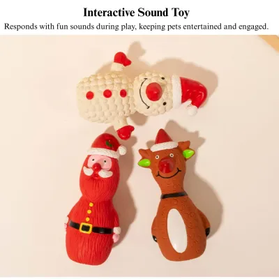 holiday latex pet toy Christmas Latex Dog Toy Santa Reindeer Snowman Squeaky Play
