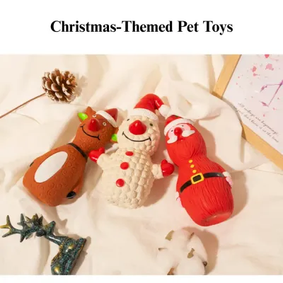 Christmas pet toy wholesale Christmas Latex Dog Toy Santa Reindeer Snowman Squeaky Play
