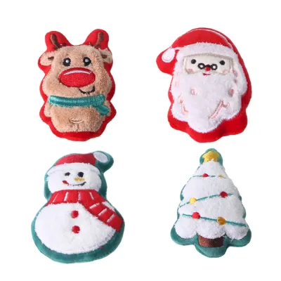Christmas cat toy set 4 Pack Christmas Plush Cat Toy Set Santa Claus Chew Play
