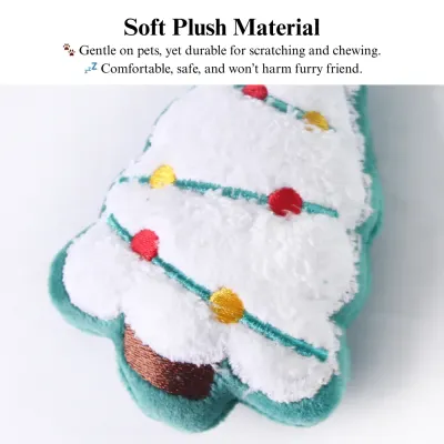 interactive cat toy holiday 2 Pack Christmas Plush Cat Toy Set Santa Claus Chew Play