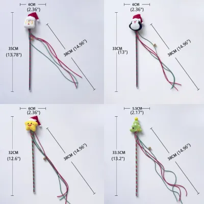 Christmas Cat Teaser Wand Holiday Interactive Toy for Cats