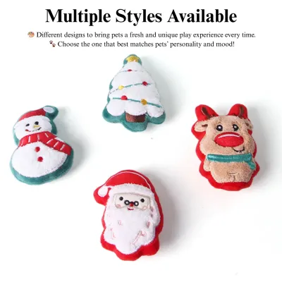 Christmas cat supplies 2 Pack Christmas Plush Cat Toy Set Santa Claus Chew Play