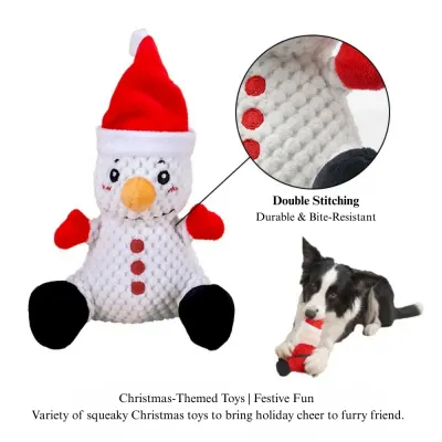 Christmas themed pet toy Christmas Plush Dog Toy Santa Reindeer Chew Interactive Squeaky