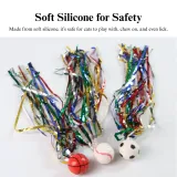 Colorful Ribbon Cat Toy with Bouncy Ball Interactive Play