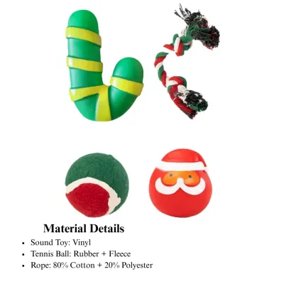 wholesale holiday dog set Christmas Dog Toy Gift Box Rope and Santa