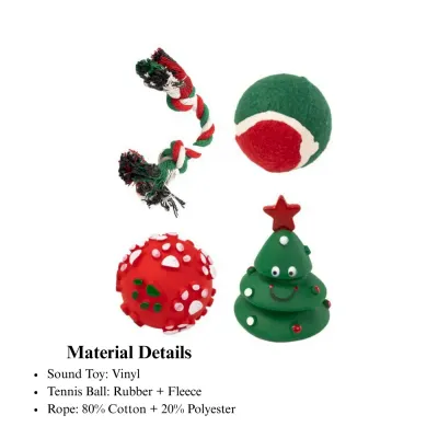 holiday TPR dog toy bundle Christmas Dog Toy Gift Box Rope and Balls