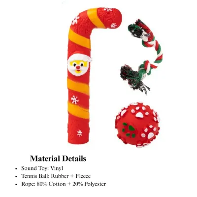 durable TPR dog toy bundle Christmas Dog Toy Gift Set Rope and TPR Candy Cane