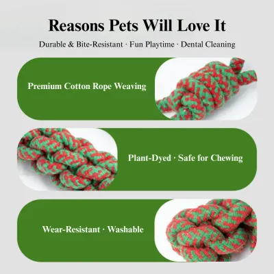 Christmas Cotton Rope Dog Toy Seven Ring Tug