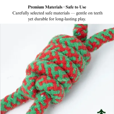 Christmas Cotton Rope Dog Toy Seven Ring Tug
