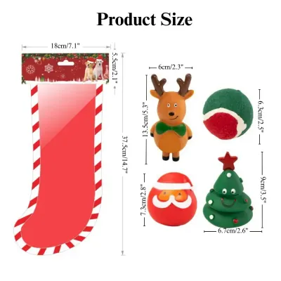 Christmas Dog Toy Gift Box Vinly Tree and Santa