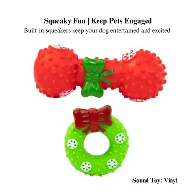 donut shape dog toy Christmas Dog Toy Gift Set Dumbbell and Donut TPR Toys