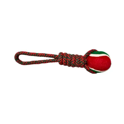 Christmas Cotton Rope Dog Toy Seven Ring Tug