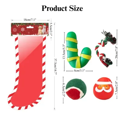 holiday candy cane toy Christmas Dog Toy Gift Box Rope and Santa