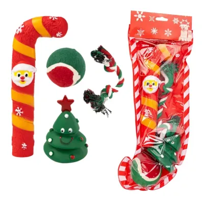 Christmas TPR toy gift set Christmas Dog Toy Gift Box Rope TPR Tree and Candy Cane