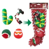 Christmas Dog Toy Gift Box Rope and Santa