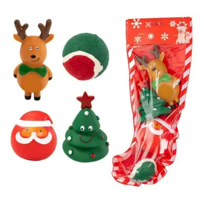 seasonal wholesale dog set Christmas Dog Toy Gift Box Vinly Tree and Santa