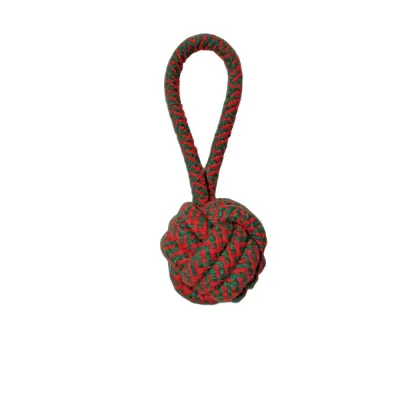 festive rope tug toy Christmas Cotton Rope Dog Toy Single Ear Ball