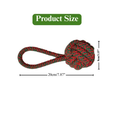 Christmas Cotton Rope Dog Toy Single Ear Ball