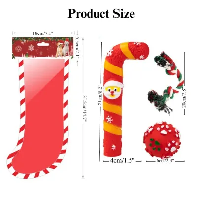 festive candy cane dog toy Christmas Dog Toy Gift Set Rope and TPR Candy Cane