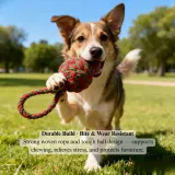 seasonal dog rope tug Christmas Cotton Rope Dog Toy Single Ear Ball