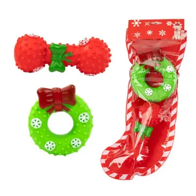 Christmas TPR dog toy Christmas Dog Toy Gift Set Dumbbell and Donut TPR Toys