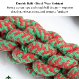 festive rope dumbbell Christmas Cotton Rope Dog Toy Dumbbell with Tennis Ball