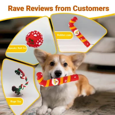 festive holiday dog toy pack Christmas Dog Toy Gift Set Rope and TPR Candy Cane