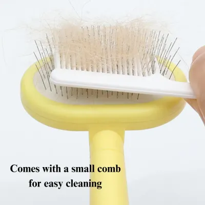 grooming brush with cleaner