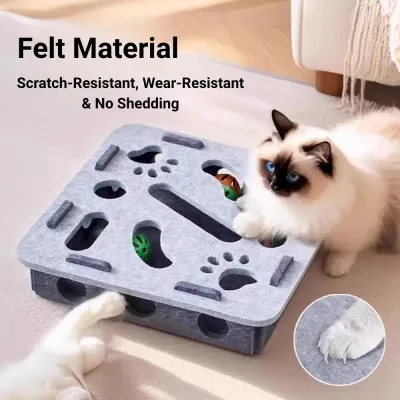 Felt Interactive Cat Toy with Bell Balls