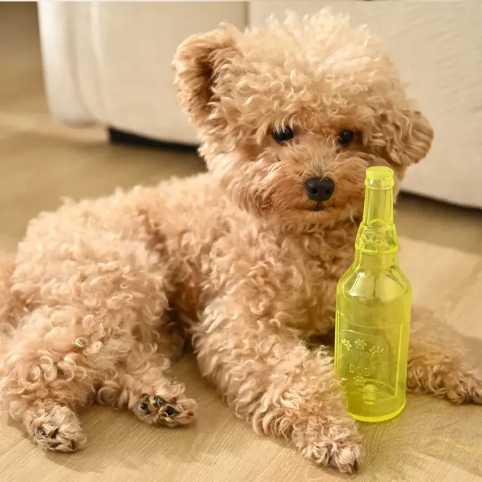 Pet Interactive Squeaky Rubber Chew Teething Bottle Toy_5 Pet Interactive Squeaky Rubber Chew Teething Bottle Toy_5