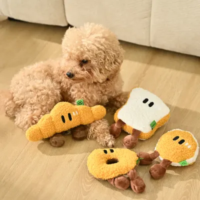 Squeaky Plush Dog Toy Breakfast Bread Series_5 Squeaky Plush Dog Toy Breakfast Bread Series_5